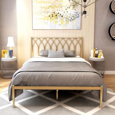 China (Size)Adjustable High Quality Hotel Metal Slat Bed Frame Metal Bed Frame Bed Base Bedroom Furniture for sale