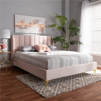 China Nordic simple luxury bedroom furniture bed 1.5m 1.8m double bed fabric storage bed for sale