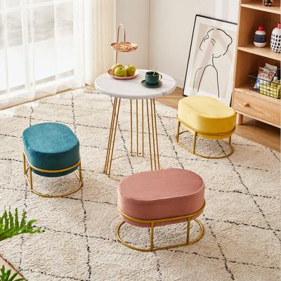 China Modern Design Velvet Storage Stool Tufted Soft Sponge Stool Stool Round Ottoman Stool Sofa Chair Foot Stool for sale