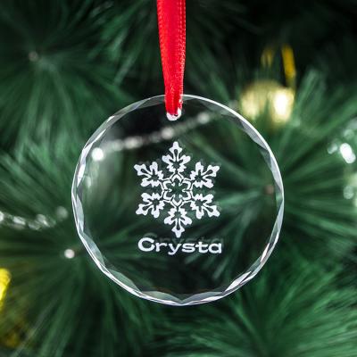 China Europe Factory Selling Sublimation Christmas Crystal Glass Christmas Tree Ornaments Personalized Decoration Custom Ornaments With Name for sale