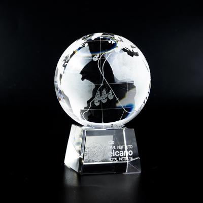 China Europe wholesale high quality clear crystal K9 globe attributes custom 3d crystal glass earth globe with base for business gift for sale