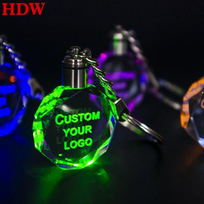 China Wholesale china 2020 sublimation 3D laser crystal glass keychains LED white k9 key chain custom car light crystal logo for sale