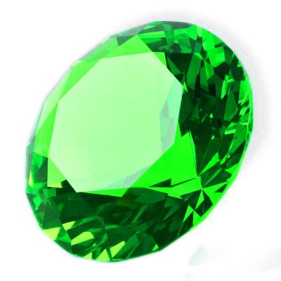 China Europe Pujiang factory wholesale cheap k9 crystal glass diamond paper weight green colors custom made with backing for home decoration for sale