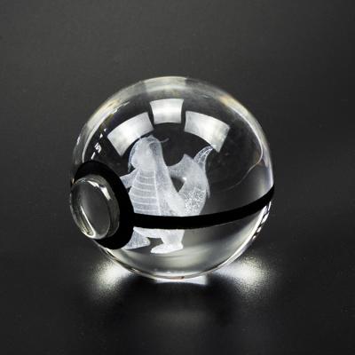 China Europe wholesale popular pokemon crystal ball custom 3d laser pokemon balls with Charizard Mewtwo characters for sale