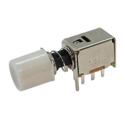 China Precision Metal Horizontal Electric One Way Vandal Micro 2 Position 6 Position 6 Pins Momentary Reset Pins DPDT On Push Switch for sale