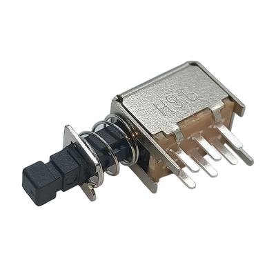 China Precision Lock Or No DPDT Horizontal Electrical Metal Micro 2 Momentary Resettable Position 6 Pin On Off Push Switch for sale