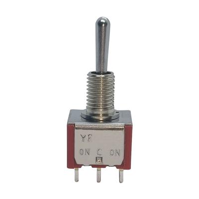 China Metal 3 Position 6pin 125V 5A AC250V 2A Silver Plated ON/OFF ON/OFF Rocker Small Mini Reset On Off Inverter for sale