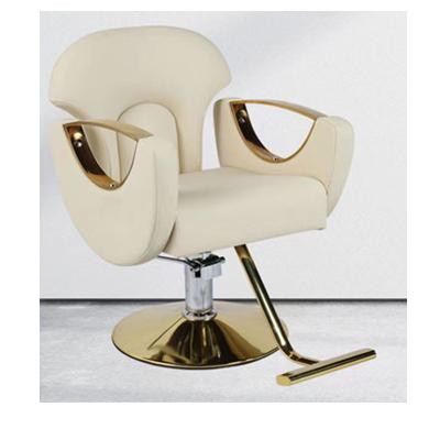 China Modern Fashionable Salon Chairs 2022 Comfortable Classic White Golden Hairdressing Chair Beauty Salon In Algeria for sale