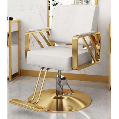 China Modern Light Gray Beauty Salon Chair Gold Makeup Chair Ladies Salon Styling Chair Hairdressing Tunisia Price for sale