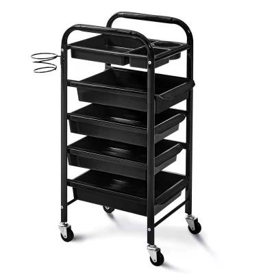 China Contemporary Economical Metal Frame Hair Beauty Salon Drawer Layer Rolling Hand Trolley Cart Manufacturer for sale