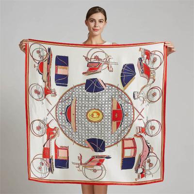 China Printing Best Selling Elegant Silk Hair Scarf Square Pleat Silk Scarf Women Silk Scarves for sale