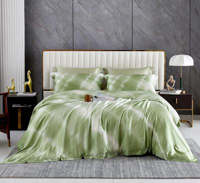 China Folded Oeko Certificated Silk Sheet Natural Silk Bed Set Extra Wide Silk Bedding Sets for sale