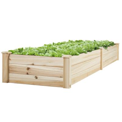 China CLASSIC Outdoor Wooden Raised Garden Bed Planter for Vegetables Grass Lawn Yard Flower Planter Raised Raised Bed Box Kit for sale