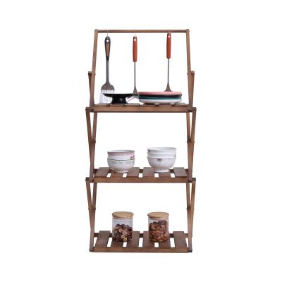 China Outdoor Solid Wood Pine Picnic Rack Dish Rack Folding And Portable Camping Shelf for sale