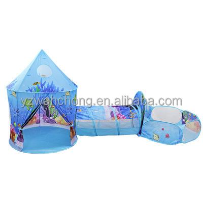 China Outdoor indoor ocean color entertainment play pool indoor room for kids 3 in 1 castle play tent for sale