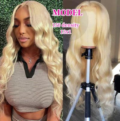 China Brazilian Body Wave 13X4X1 T Part Lace Wig Virgin Human Hair Frontal Lace Wig 613 Inch Blonde Body Wave 13x1 Body Wave T Part Wigs 8 for sale