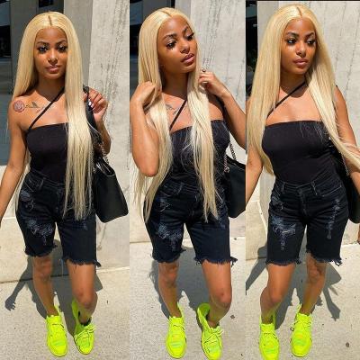 China Directly Hot Sales 180% Density 613 Blonde Human Lace Front Wigs With Baby Hair For Black Women 32 Inch Straight Wig Hair for sale