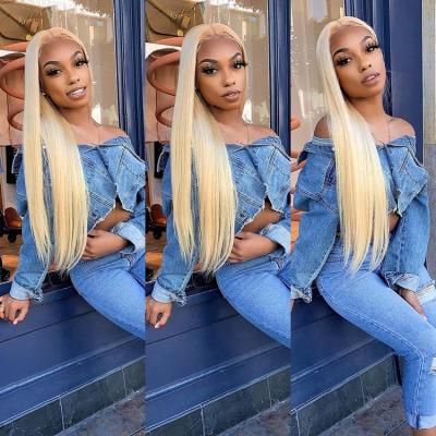 China Straight Pre Plucked HD Blonde 13x4 Brazilian Straight Human Hair Lace Front Wigs 180 Density 180% Density 613 for sale