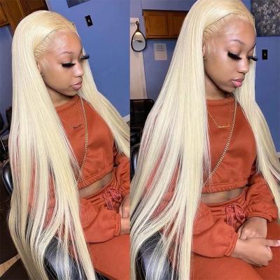 China Straight 613 Blonde Straight Lace Front Wigs 13x4 HD Lace Band 210 Density Cheap Wigs For White Full Lace Blonde Wig 14 Inches for sale