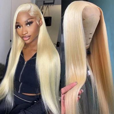 China Wholesale 613 Blonde HD Straight Human Hair 13x4 Full Lace Front Wig Pre Plucked Long Virgin Brazilian Remy Hair Lace Wigs for sale