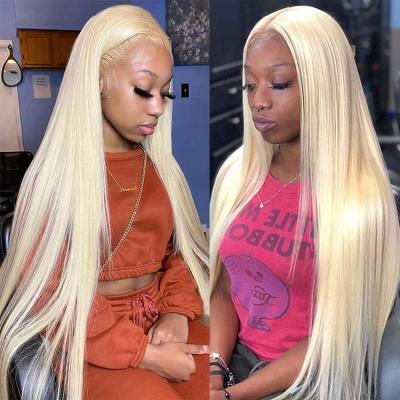 China Full Lace Front Human Hair Straight 13*4 Wig 613 Headband HD Blonde Straight 13x4 Remy Hair With Baby Hair Lace Wigs 150 Density Wig for sale