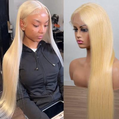 China Straight 613 Hair HD Lace Front Wig Long Brazilian Human Hair 150% Density 13x4 16 Inch Straight Blonde Lace Frontal Wigs for sale