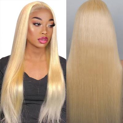 China Straight 613 Color 13*4 Blonde Lace Front Human Hair Wig 150% Density Natural Hairline Brazilian Hair Straight 13x4 Lace Band for sale