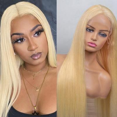 China Straight Pre Plucked Hairline With Baby Hair Front 613 Lace Front Human Hair Wigs 613 Straight Blonde 13*4 Lace Frontal Wigs Hd for sale