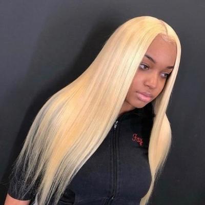 China Straight Blonde 613 100% Peruvian Straight Lace Front Wigs 210Density 13x4 Pre-Plucked Human Lace Front Wig Natural Hair Wig For Women for sale