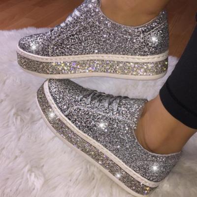 China Fashion Trend Women Sparkle Casual Sports Shoes New Crystal Platform Sneakers Women's Rhinestone Sneaker Sports Shoes for sale