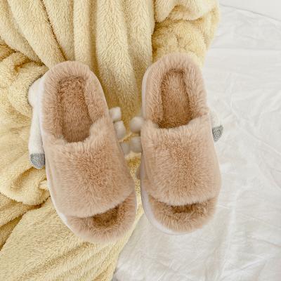 China Wholesale Bedroom Fashion Trend 2021 Women's Shoes Winter Slipper Women's Sliders Flat Fur Slide Sandals Fur Heels Plush Slippers for sale