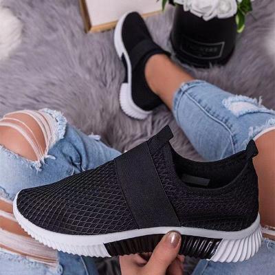 China 2021 Fashion Women's Flat Colorful Fashion High Quality Ladies Knitted Elastic Mesh Sport Sneakers Women Casual Shoes for sale