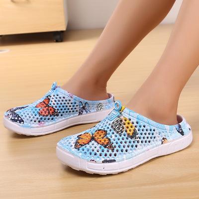 China Hot Selling Trend 2021 Fashion New Hole Shoes Fashion Women Shoes Clogs Beach Eva Flat Shoes Bow Non-slip Outdoor Sandals Woman for sale