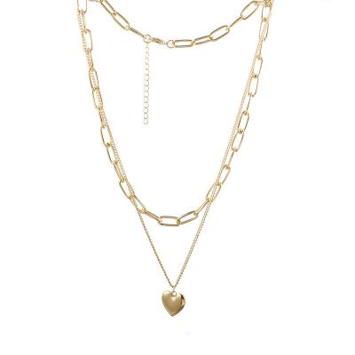 China Other Hot Sale Ladies Love Heart Shape Fashion Necklaces Pendants Rhinestone Women Jewelry Gifts Pendant Chain Necklace for sale