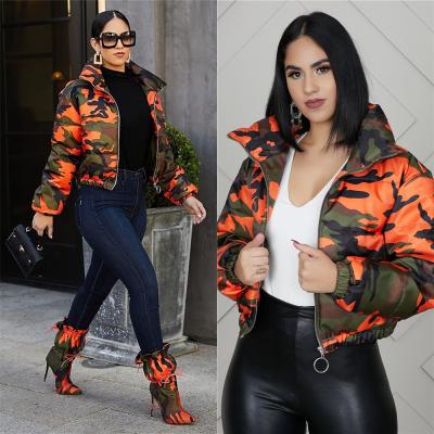 China New Arrival Anti-wrinkle Women Clothing Cotton Winter Jackets Coat Stripper Short Camouflage Women Bubble Jacket for sale