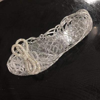 China New Fashion Trend Fashion Diamond PVC Women Slides Flat Transparent Faux Stone Jelly Slippers Crystal Jelly Sandals Clear Shoes for sale