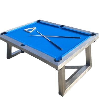 China Real Pocket Best Factory Supply Stainless Steel Outdoor Snooker Pool Table Popular Leather Waterproof Multi Game Table 7ft/8ft/9ft for sale