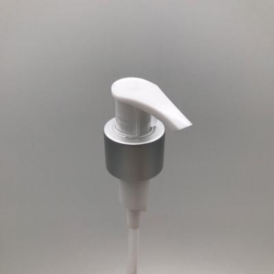 China Non Spill 24mm Closure Matt Silver Lotion Pumps Cosmetic Aluminum Lotion Soap Dispenser Pump Screw Trigger Out Of Spring for sale