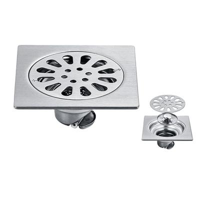 China Modern Room Square Shower Floor Washing Machine 304 Stainless Steel Outdoor Swept Floor Drain 10CM for sale