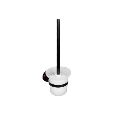 China Modern Bathroom Matt Black Round Base Wall Mounted Toilet Brush Holder for sale