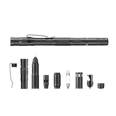 China Promotional Professional Defender Pen 6 in 1 Self Defense Pen Tactical Pen with Glass Breaker Survival Tool Multifunctional Lamp Bottle Opener for sale