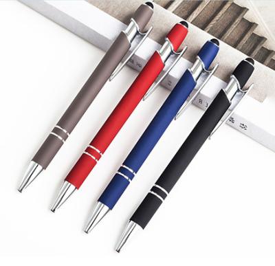 China Pen Classic Promotional Soft Touch Body Aluminum Laser Logo Stylus Pen for sale