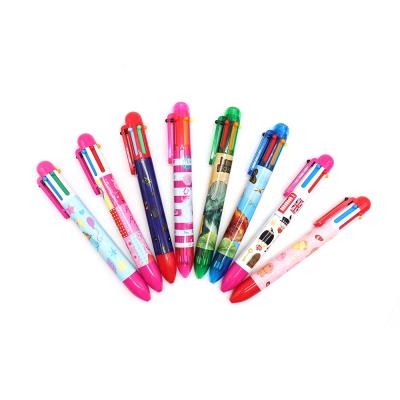 China Promo Items Factory Popular Hot Selling Classic Plastic Foil Printing Multi Color 6 Color Pen For Cute Girls for sale