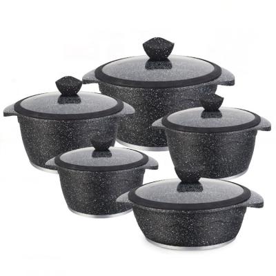 China Sustainable high quality 10pcs granite cooking set non-stick aluminum cookware home kitchen set with lid for sale