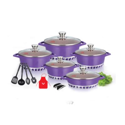 China Durable 17 Piece Cast Aluminum High Quality Granite Non Stick Cookware Sets Kitchen Pot Cooking Pot Set Cook Care Cookware Sets for sale