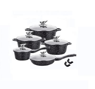 China Factory Direct 12pcs Commercial Aluminum Nonstick Cooking Pot Sustainable Cookware Set In Kitchen for sale