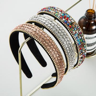 China Crystal Jewelry Washing Rhinestone Rhinestone Hairbands Full Diamond Anti Slip Headband Women Fashion Headdress Simple Colorful Korean Hair Accessories for sale