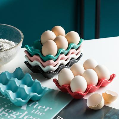 China Minimalist Creative Nordic Ceramic Refrigerator Eggs Household Storage Box Holder Cool Adiathermal Power for sale