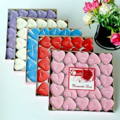 China Heat insulation birthdays and memorial tea lights candle heart shape confession wax tea smokeless candle activity for sale