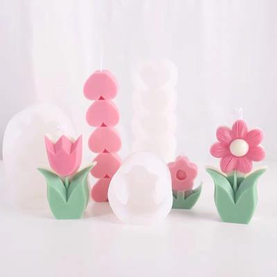 China Small Viable Hyuna Flower DIY Scented Candle Mold Section Flower DIY Small Tulip Silicone Mold Geometric Simple Hyuna Central Institute of Statistics South Korea for sale